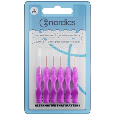 Щетки для межзубных промежутков Nordics Interdental Brushes 0.40 мм 6 шт. (3800500324739)