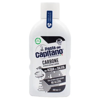 Ополаскиватель для полости рта Pasta del Capitano Charcoal Carbone Mouthwash С активированным углем 400 мл (8002140033001)