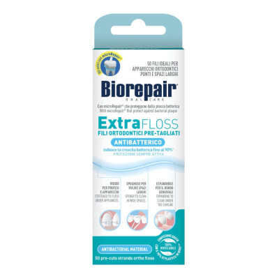 Зубная нить Biorepair Экстра-суперфлос с гидроксиапатитом и цинком 50 шт. (8017331085448)