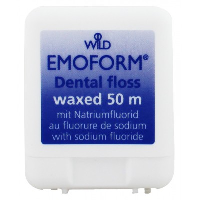 Зубная нить Dr. Wild Emoform вощенная c фторидом натрия 50 м (7611841138406)