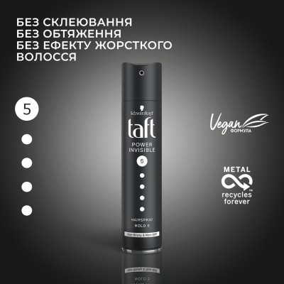 Лак для волос Taft Power Невидимая Фиксация 5 250 мл (4015001003581/9000100876520)