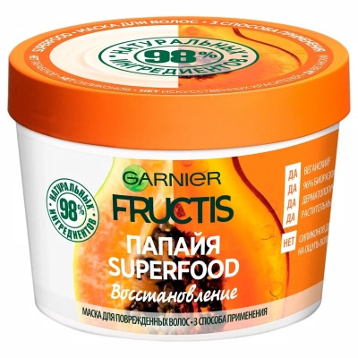 Маска для волос Garnier Fructis Superfood Папайя для поврежденных волос 390 мл (3600542258876)