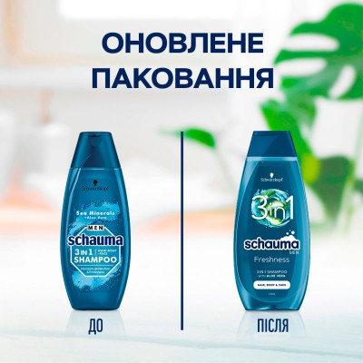 Шампунь Schauma Men 3 в 1 Свежесть из алоэ вера 400 мл (9000101284799)