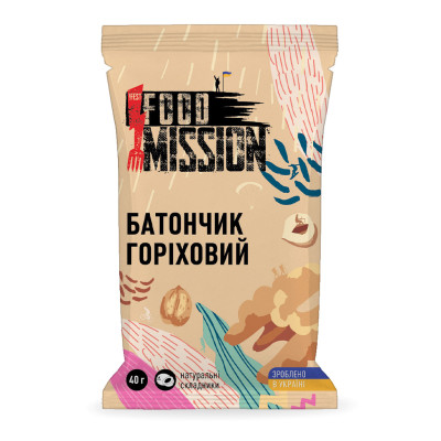 Батончик Food Mission Ореховый 40 г (fm.30276)