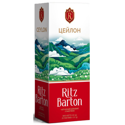 Чай Ritz Barton Цейлон Черный байховый 25 пакетиков по 1.8 г (4820279611242)
