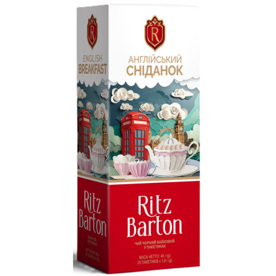 Чай Ritz Barton Английский завтрак Черный байховый 25 пакетиков по 1.8 г (4820279611013)