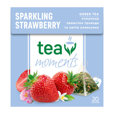 Чай Tea Moments Sparkling Strawberry зеленый 20х1.8 г пирамидки (tm.02920)