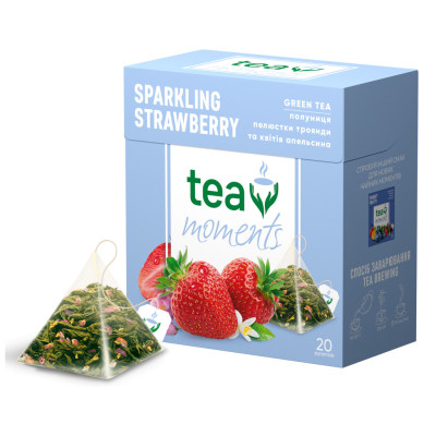 Чай Tea Moments Sparkling Strawberry зеленый 20х1.8 г пирамидки (tm.02920)