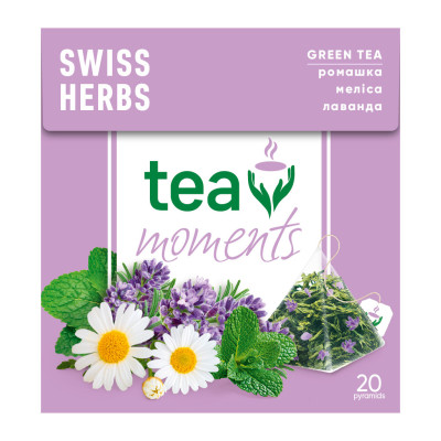 Чай Tea Moments Swiss Herbs зеленый 20х1.7 г пирамидки (tm.02944)