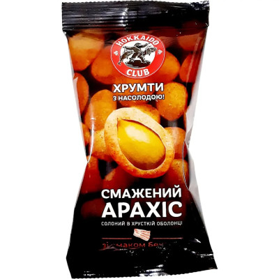 Орехи Hokkaido Club Арахис жареный соленый в хрустящей оболочке со вкусом бекона 60 г (4820172442370)