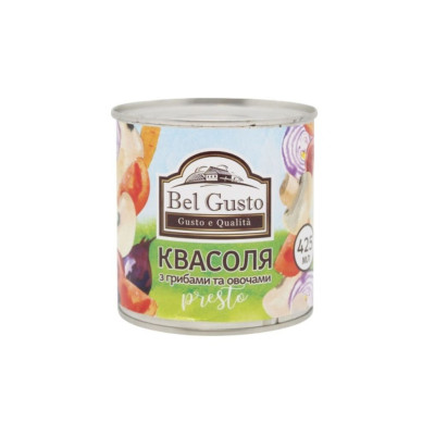 Овощная консервация Bel Gusto Фасоль белая в томате с грибами 425 мл (4820204406837)