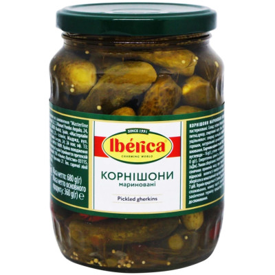 Овочева консервація Iberica Корнішони мариновані 3-6 см 720 мл (8436024299571)