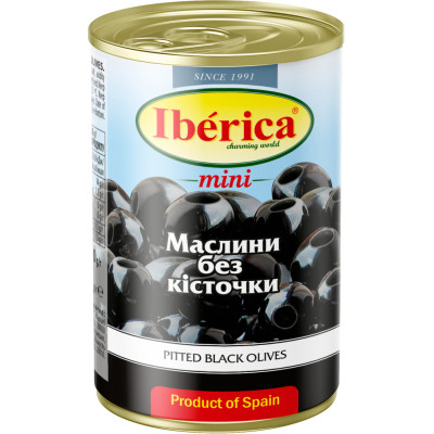 Овочева консервація Iberica Маслини чорні міні без кісточки 300 г (8436024290332)