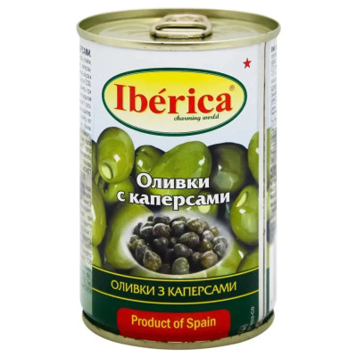 Овочева консервація Iberica Оливки фаршировані каперсами 300 г (8436024293005)