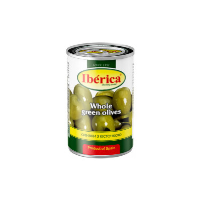 Овочева консервація Iberica Оливки зелені з кісточкою 420 г (8436024295399)