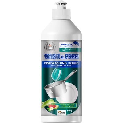 Средство для ручного мытья посуды Wash&Free экстракт алоэ вера и лесной земляники 500 г (4260637722843)