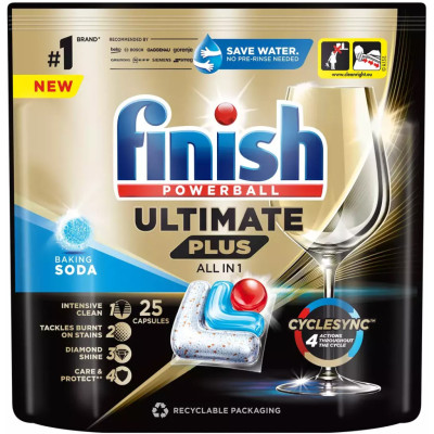 Таблетки для посудомийних машин Finish Ultimate Plus All in 1 Baking Soda 25 шт. (5908252010950)