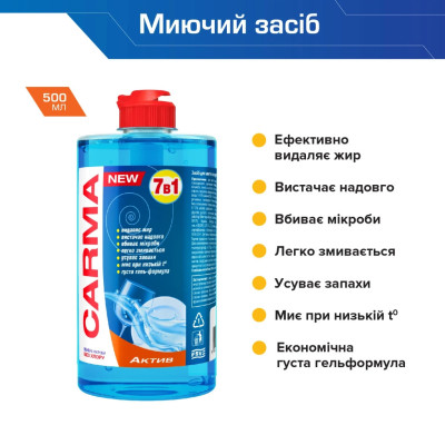 Засіб для ручного миття посуду Carma Актив 500 мл (4823098413714)