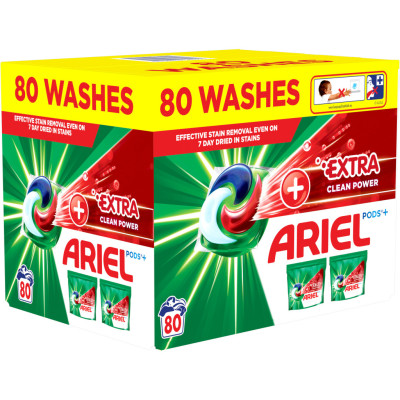 Капсули для прання Ariel Pods All-in-1 + Сила екстраочищення 80 шт. (8700216580991)