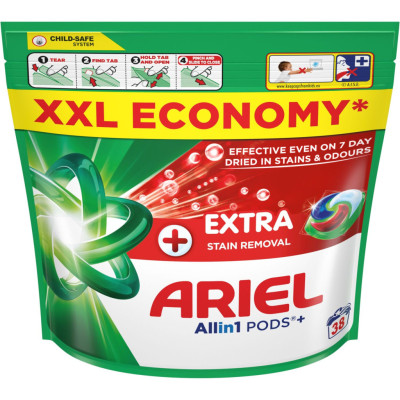 Капсулы для стирки Ariel Pods+ All-in-1 Extra Stain Removal Экстрасила выведение пятен 38 шт. (8700216764254)