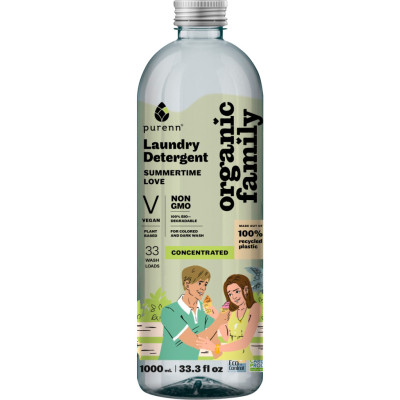 Гель для стирки Purenn Organic Family Summertime Love для цветных и темных вещей с календулой 1 л (4751024880425)