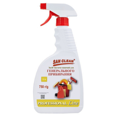 Спрей для чищення ванн San Clean Prof Line для генерального прибирання 750 г (4820003544358)