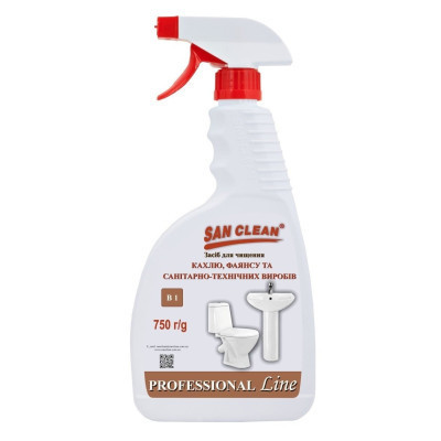 Спрей для чистки ванн San Clean Prof Line для чистки кафеля и фаянса 750 г (4820003544143)