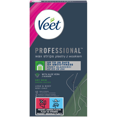 Восковые полоски Veet Professional для сухой кожи с Алоэ вера 12 шт. (8410104511340)