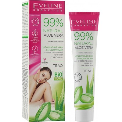 Крем для депиляции Eveline Cosmetics Natural Aloe Vera для чувств. кожи ног, рук и бикини 125 мл (5903416026822)